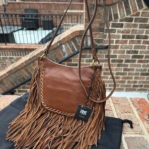 Frye Tan Leather Fringe Crossbody Bag NWT